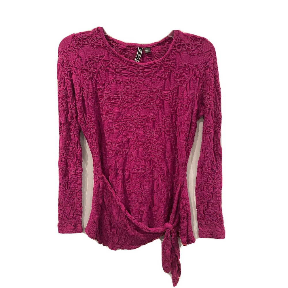 Sno Skins Crinkle Top Womens Small Magenta Pink Shirt Knot Front Stretch